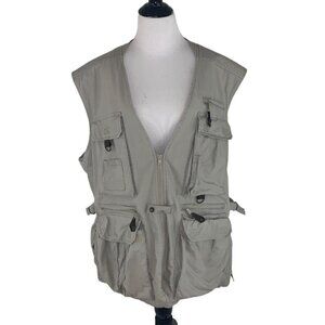 Eddie Bauer Men's Size XL Fishing Vest Tactical Utility Vest Multi Pockets Tan
